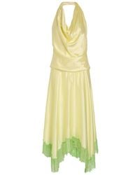 STAUD - Elira Lace-Trim Stretch-Silk Midi Dress - Lyst