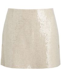 16Arlington - Quattro Sequin-Embellished Woven Mini Skirt - Lyst