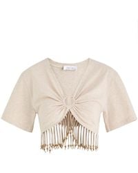 Rabanne - Embellished Cropped Cotton T-Shirt - Lyst