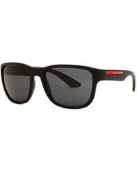 Prada Linea Rossa - Matte Black Square-frame Sunglasses - Lyst