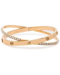Tory Burch - Icon Double Pavé 18Kt-Plated Bracelet - Lyst