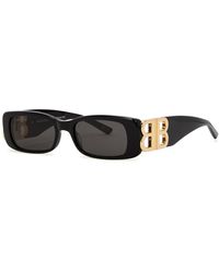 Balenciaga - Rectangle-frame Sunglasses , Designer-engraved Charcoal Lenses, Gold-tone B Designer Plaque At Temples - Lyst