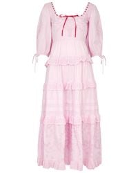 Damson Madder - Rebecca Embroidered Cotton Midi Dress - Lyst
