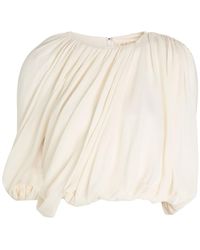 Heirlome - Marie Asymmetric Draped Silk Crop Top - Lyst