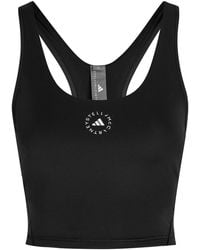 Stella McCartney - Adidas X Logo-Print Cropped Stretch-Jersey Top - Lyst