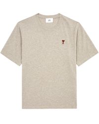 Ami Paris - Logo-Embroidered Cotton T-Shirt - Lyst