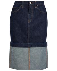 KHAITE - Kilian Turn-Up Hem Denim Skirt - Lyst