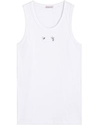 Moncler - Crystal-Embellished Logo Appliqué Stretch-Cotton Tank - Lyst