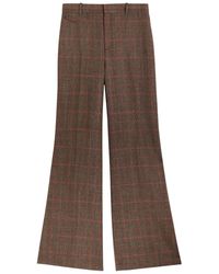 Chloé - Checked Flared Wool Trousers - Lyst