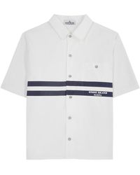 Stone Island - Marina Logo-Print Cotton-Poplin Shirt - Lyst