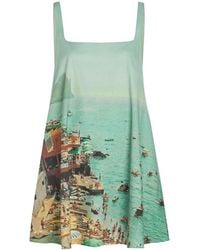 STAUD - Brio Printed Stretch-Cotton Mini Dress - Lyst