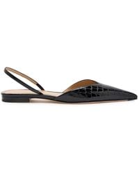 Victoria Beckham - Victoria Angle Crocodile-Effect Patent Leather Slingback Flats - Lyst