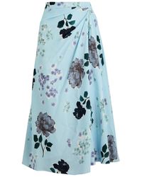 Erdem - Floral-Print Draped Midi Skirt - Lyst