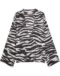 The Attico - Zebra-Print Semi-Sheer Cotton Blouse - Lyst
