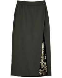 16Arlington - Beatris Embellished Wool Midi Wrap Skirt - Lyst