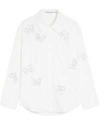 Alice + Olivia - Finely Embellished Cut-Out Woven Shirt - Lyst
