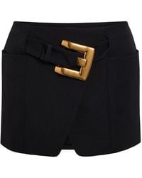 Balmain - Belted Wool Mini Wrap Skirt - Lyst