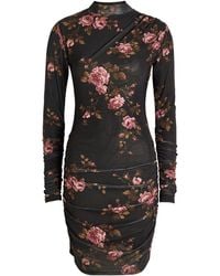 Reformation - Emerson Floral-Print Ruched Mesh Mini Dress - Lyst