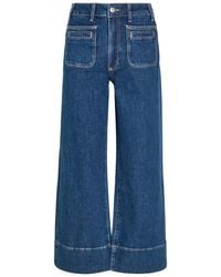 PAIGE - Anessa Patch Pockets Wide-Leg Stretch-Denim Jeans - Lyst