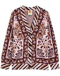 FARM Rio - Glam Tapestry Patterned-Intarsia Knitted Cardigan - Lyst