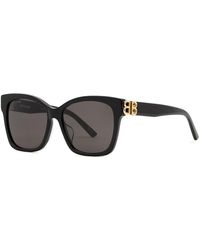 Balenciaga - Oversized Sunglasses , Designer-engraved Dark Grey Lenses, Gold-tone Designer Plaque At Arm, 100% Uv Protection - Lyst