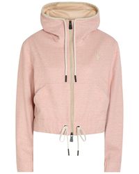 Moncler - Logo-Appliquéd Hooded Linen-Blend Sweatshirt - Lyst