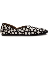 KHAITE - Jane Stud-Embellished Leather Ballet Flats - Lyst