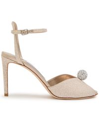 Jimmy Choo - Sacora 85 Glitter Metallic Leather Sandals - Lyst