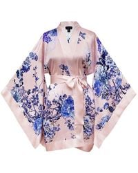 Meng Pink Silk Satin Short Kimono