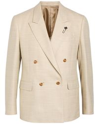 Lardini - Double-Breasted Wool And Silk-Blend Blazer - Lyst