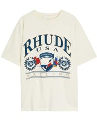 Rhude - Usa Sailing Icon Printed Cotton T-Shirt - Lyst