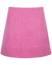 Ganni - Brushed Wool-Blend Mini Skirt - Lyst