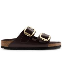 Birkenstock - Arizona Big Buckle Glossed Leather Sliders Uk3 Uk36 - Lyst