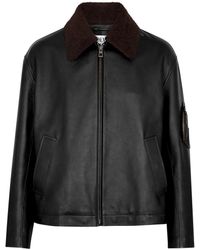 Loewe - Shearling-trimmed Leather Bomber Jacket - Lyst