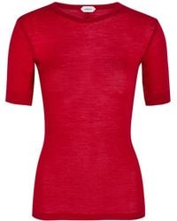 Versace - Ribbed Logo-Embroidered Wool T-Shirt - Lyst