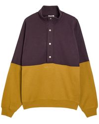 Saint Laurent - Logo-Embroidered Panelled Cotton Sweatshirt - Lyst