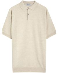 John Smedley - Textured Fine-Knit Wool Polo Shirt - Lyst