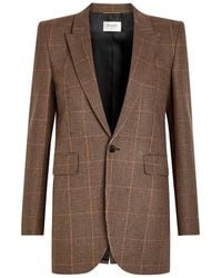 Saint Laurent - Houndstooth Wool And Cashmere-Blend Blazer - Lyst