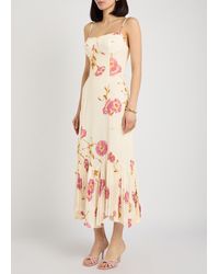 vika floral side slit dress reformation Floral Reformation Viktoria Dress Reformation Vika Floral Side Slit Dress In Blue Lyst
