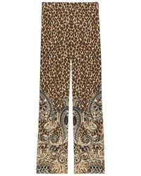 Etro - Leopard-Print Straight-Leg Silk Trousers - Lyst