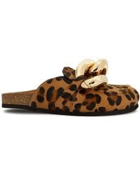 JW Anderson Leopard-print Chain-embellished Calf Hair Mules - Multicolor