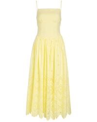 Self-Portrait - Broderie Anglaise Cotton Midi Dress - Lyst