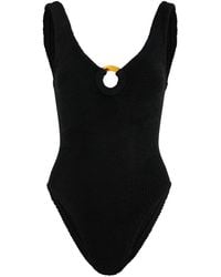 Hunza G - Celine Cut-Out Seersucker Swimsuit - Lyst