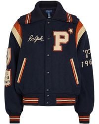 Polo Ralph Lauren - Appliquéd Wool-Blend Varsity Jacket - Lyst