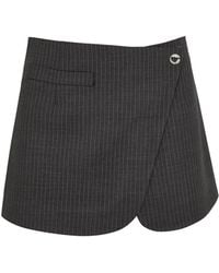 Coperni - Pinstriped Stretch-Wool Mini Wrap Skirt - Lyst