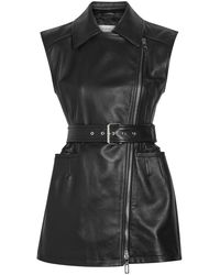 Sportmax - Belted Leather Biker Vest Jacket - Lyst