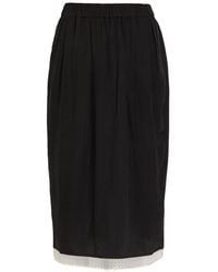 Maria McManus - Lace-Trimmed Woven Midi Skirt - Lyst