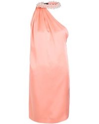 Stella McCartney - Embellished-Choker Asymmetric Satin Mini Dress - Lyst