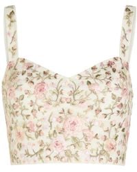 Needle & Thread - Eden Rose Floral-Embroidered Tulle Crop Top - Lyst