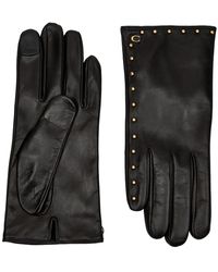 COACH Studded Leather Gloves - Black